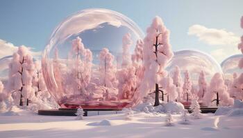 iperrealistico rosa nuvole e alberi il grande circolare struttura ai generato foto