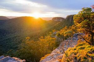 tramonto nel blu montagne, NSW foto