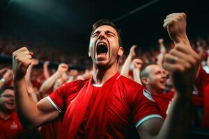 molti applauso calcio fan nel un' stadio.ai generativo foto