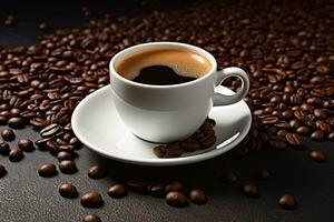 ai generato tazza di appena terra fermentato nero caffè nel elegante pianura tazze. Americano, caffè espresso, adatto per caffè negozi e come un' modello per loghi. foto