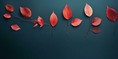 blu autunno le foglie buio alzavola rosso minimalista serenità. ai generato foto