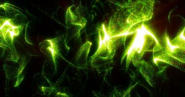 astratto verde onde e Fumo a partire dal particelle di energia magico luminosa raggiante liquido, sfondo foto