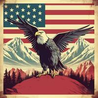 americano Vintage ▾ manifesto. Stati Uniti d'America, indipendenza giorno, bandiera, presidenziale elezioni, democrazia. ai generato foto
