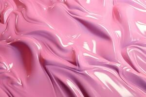 3d interpretazione curva dinamico rosa fluido liquido sfondo. leggero metallo colore colorato turbine pendenza maglia. luminosa vivido vivace liscio superficie. sfocato acqua neon pendenza sfondo ai generativo foto
