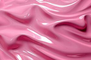 3d interpretazione curva dinamico rosa fluido liquido sfondo. leggero metallo colore colorato turbine pendenza maglia. luminosa vivido vivace liscio superficie. sfocato acqua neon pendenza sfondo ai generativo foto