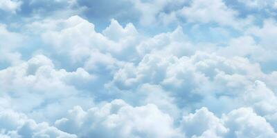blu cielo con bianca nuvole nel senza soluzione di continuità ripetere modello design. cartone animato nuvole su cielo blu sfondo per figli di Camera da letto sfondo. soffice nuvole su solido sfondo ai generativo foto