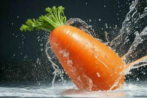 acqua spruzzo su carota. ai generativo professionista foto