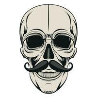 grafico cranio con baffi su un' bianca sfondo - Movember foto