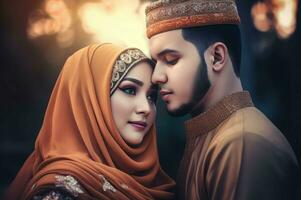musulmano coppia foto. creare ai foto