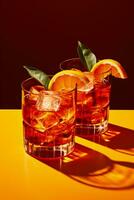 negroni cocktail ad arte guarnito italiano bistro stile isolato su un' pendenza sfondo foto