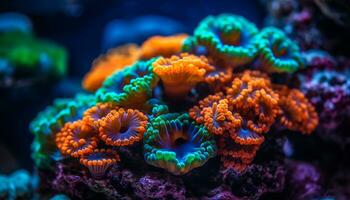 subacqueo scogliera pesce nel natura, corallo acqua, blu mare vita generato di ai foto