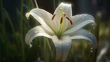 freschezza di un' singolo fiore nel un' formale giardino eleganza generato di ai foto