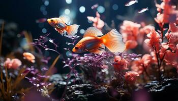 subacqueo bellezza colorato pesce nuoto nel un' tropicale scogliera generato di ai foto