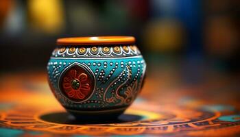 un ornato vaso, un' simbolo di eleganza nel antico culture generato di ai foto