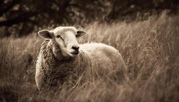carino di lana agnelli pascolare liberamente su verde pascoli generato di ai foto