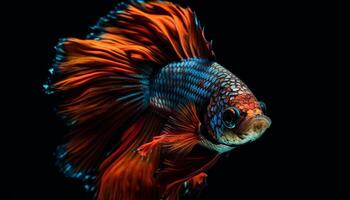 Multi colorato siamese combattente pesce Schermo acquatico eleganza generato di ai foto