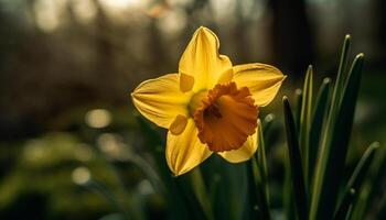 vivace giallo margherita nel incolto prato generato di ai foto