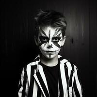 contento Halloween ragazzo concetto, un' ragazzo indossare Halloween costume, ai generato foto