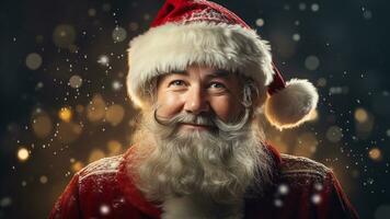 Santa Claus scatti nel vario incantevole impostazioni, ai generativo foto