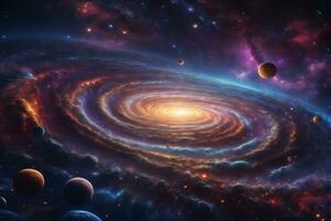 spirale universo sfondo, spazio sfondo, galassia sfondo, latteo modo sfondo, ai generativo foto