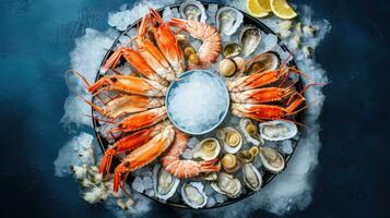 cucina naturale cibo blu superiore Visualizza ai generato foto