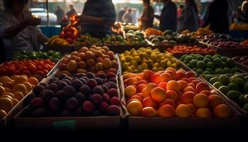 fresco biologico frutta e verdure per salutare mangiare generato di ai foto