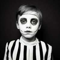 contento Halloween ragazzo concetto, un' ragazzo indossare Halloween costume, ai generato foto