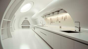 cucina interno bianca tono moderno futurista ai generativo foto