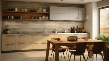 cucina interno terra tono moderno ai generativo foto