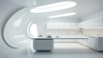 cucina interno bianca tono moderno futurista ai generativo foto