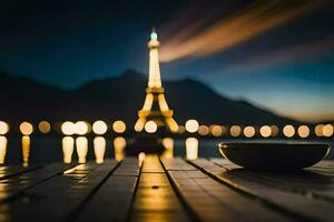 il eiffel Torre, Parigi, Francia, notte, città, HD sfondo. ai-generato foto