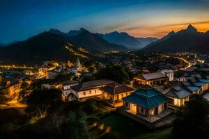 il villaggio di Vietnam a crepuscolo. ai-generato foto