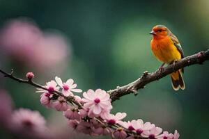 foto sfondo il uccello, fiori, molla, il uccello, molla, il uccello, primavera,. ai-generato