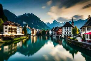 il bellissimo cittadina di blanco, Svizzera. ai-generato foto