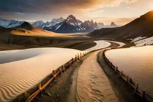 il strada per il montagne. ai-generato foto