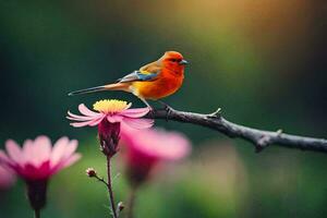 foto sfondo natura, il cielo, fiori, uccello, il sole, il fiori, il uccello. ai-generato