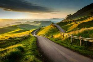 il strada per il tramonto. ai-generato foto