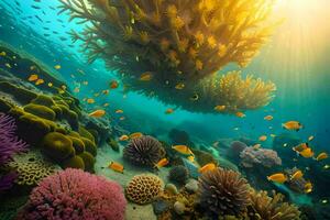 il grande barriera scogliera, il del mondo maggiore corallo scogliera, è casa per Di Più di 2,. ai-generato foto