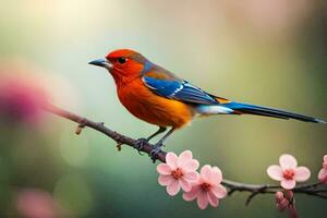 foto sfondo uccello, il fiori, il uccello, il fiori, il uccello, il fiori,. ai-generato