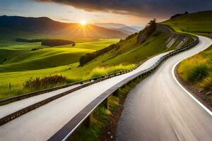 il strada per il tramonto. ai-generato foto