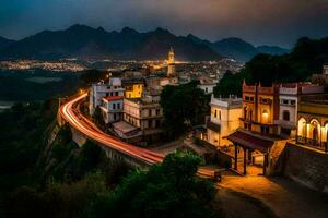 il città di Marocco a notte. ai-generato foto