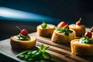 piccolo Antipasti su un' di legno tavola. ai-generato foto