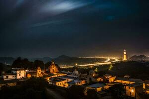 il città di persona a notte. ai-generato foto