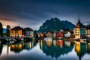 il bellissimo cittadina di blanco, Svizzera. ai-generato foto