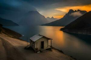 il Casa di il lago. ai-generato foto