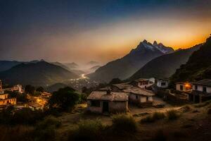 il villaggio di karjat nel il montagne. ai-generato foto