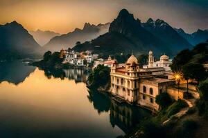 il bellissimo città di Rishikesh, India. ai-generato foto