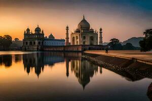 il taj Mahal a tramonto nel India. ai-generato foto