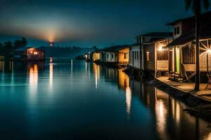 foto sfondo il cielo, acqua, il Luna, il chiaro di luna, il chiaro di luna, il. ai-generato