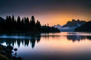 foto sfondo il cielo, montagne, alberi, lago, il montagne, il lago, il montagne. ai-generato